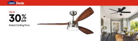 Up to 30% Off Select Ceiling Fans