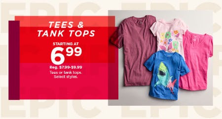Tees & Tank Tops Starting at $6.99