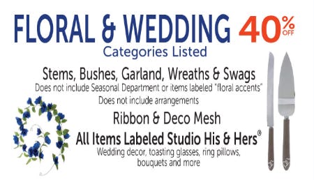 40% Off Floral & Wedding