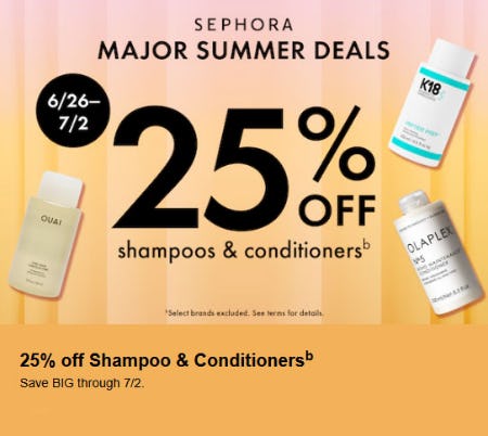 25% Off Shampoos & Conditioners