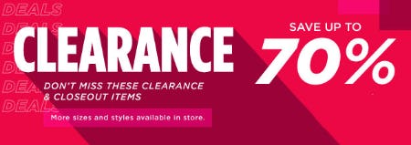 Clearance Save Up to 70%