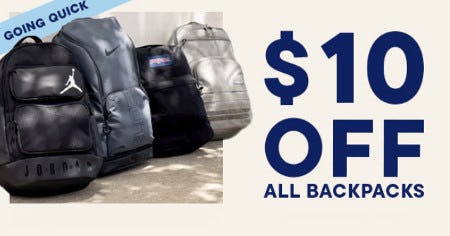 $10 off All Backpacks