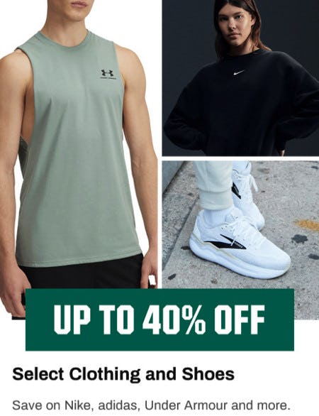 Up to 40% off Select Clothing and Shoes