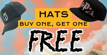 Hats Buy One, Get One Free