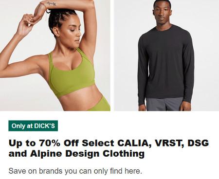 Up to 70% Off Select CALIA, VRST, DSG and Alpine Design Clothing