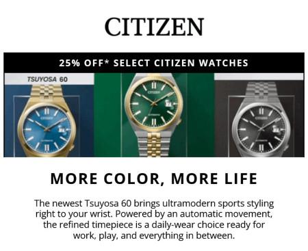 25% off Select Citizen Watches