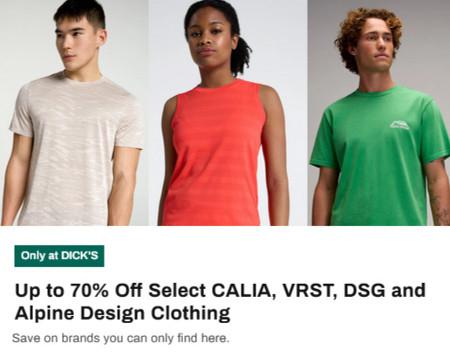Up to 70% Off Select CALIA, VRST, DSG and Alpine Design Clothing