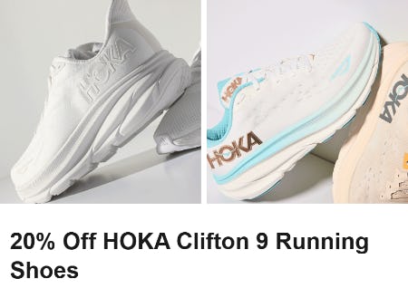 20% Off HOKA Clifton 9 Running Shoes