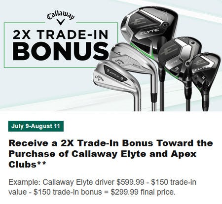 Receive a 2X Trade-In Bonus Toward the Purchase of Callaway Elyte and Apex Clubs