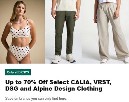 Up to 70% Off Select CALIA, VRST, DSG and Alpine Design Clothing