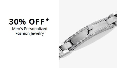 30% off Men's Personalized Fashion Jewelry