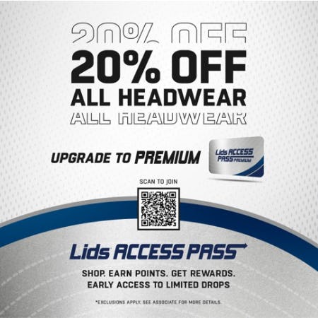 20% Off Hats When You Join Access Pass