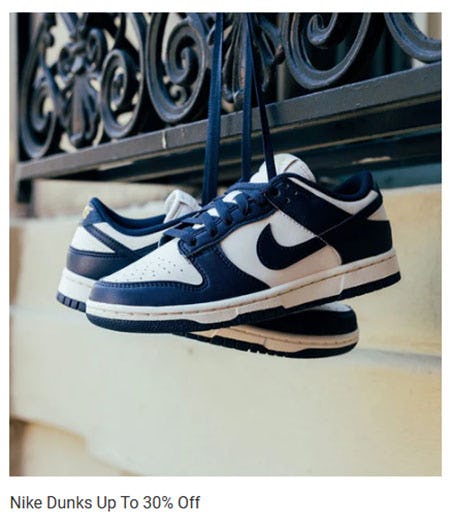 Nike Dunks Up to 30% Off