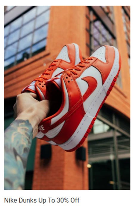 Nike Dunks Up to 30% Off