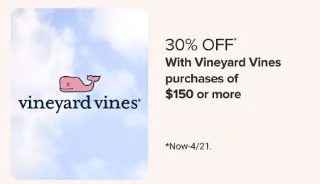 30% Off With Vineyard Vines Purchases of $150 or More