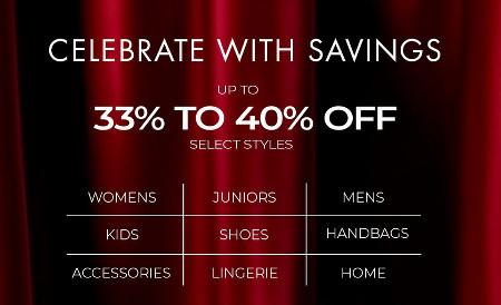 Up to 33% to 40% off Select Styles
