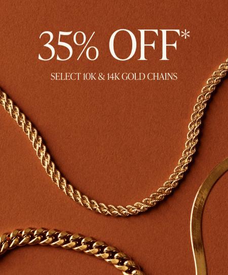 35% off Select 10K and 14K Gold Chains