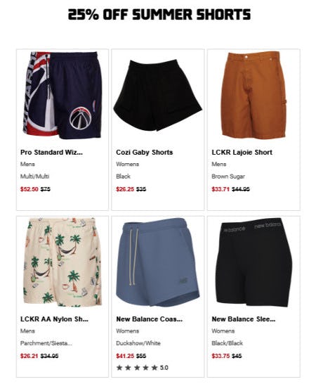 25% off Summer Shorts