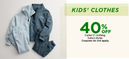 40% Off Carter's Clothing