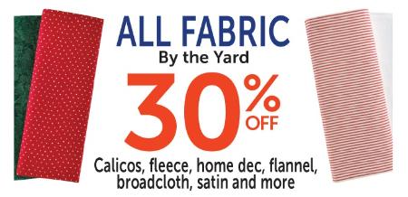 30% Off All Fabric by the Yard