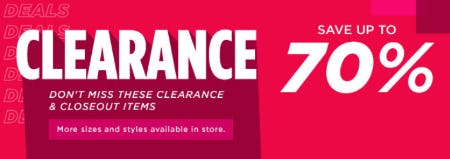 Clearance Save Up to 70%