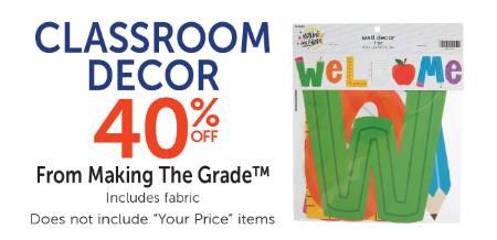 40% Off Classroom Decor