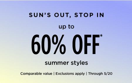 Up to 60% off Summer Styles
