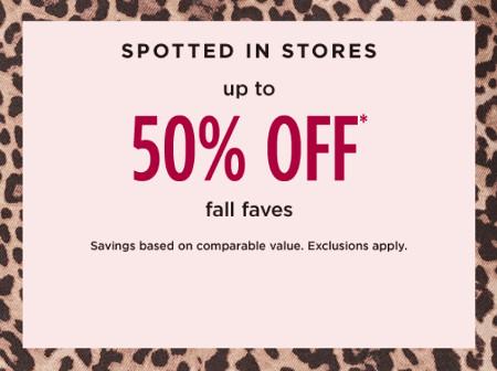 Up to 50% off Fall Faves