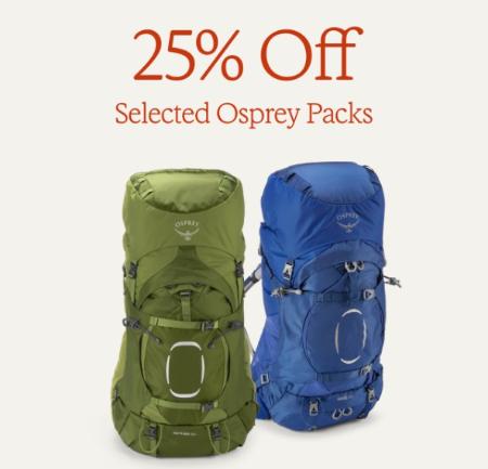 25% Off Selected Osprey Packs