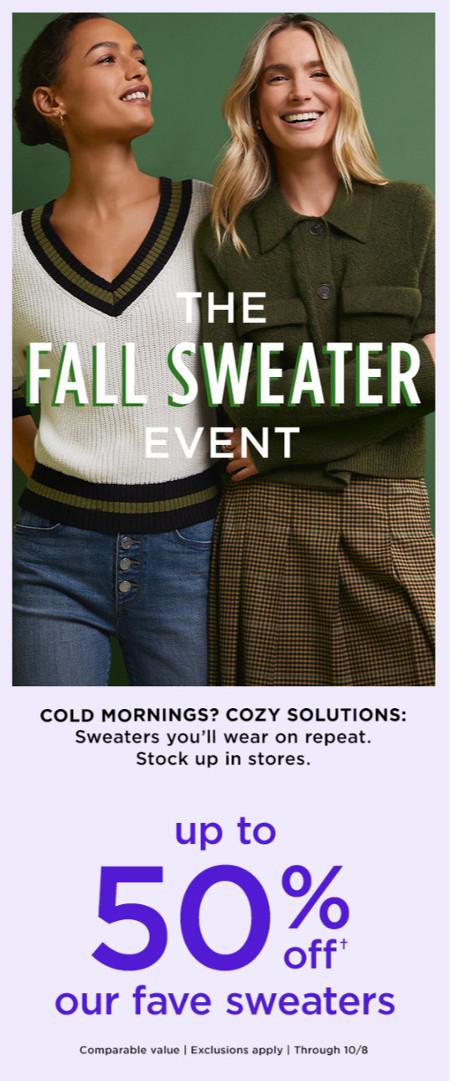 The Fall Sweater Event: Up to 50% off