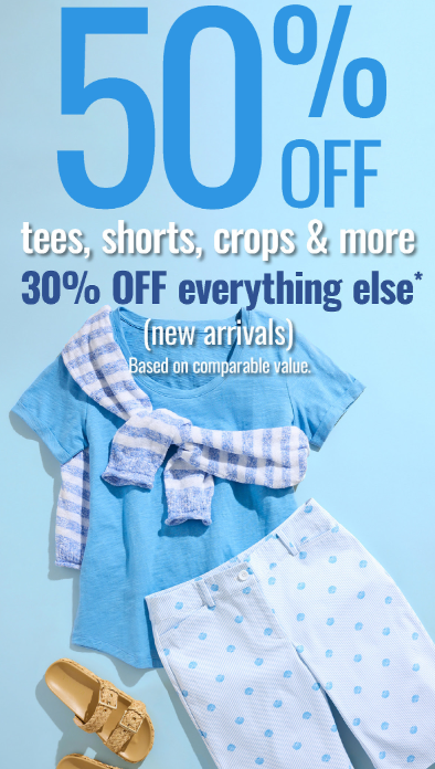 50% off tees, crops & more
